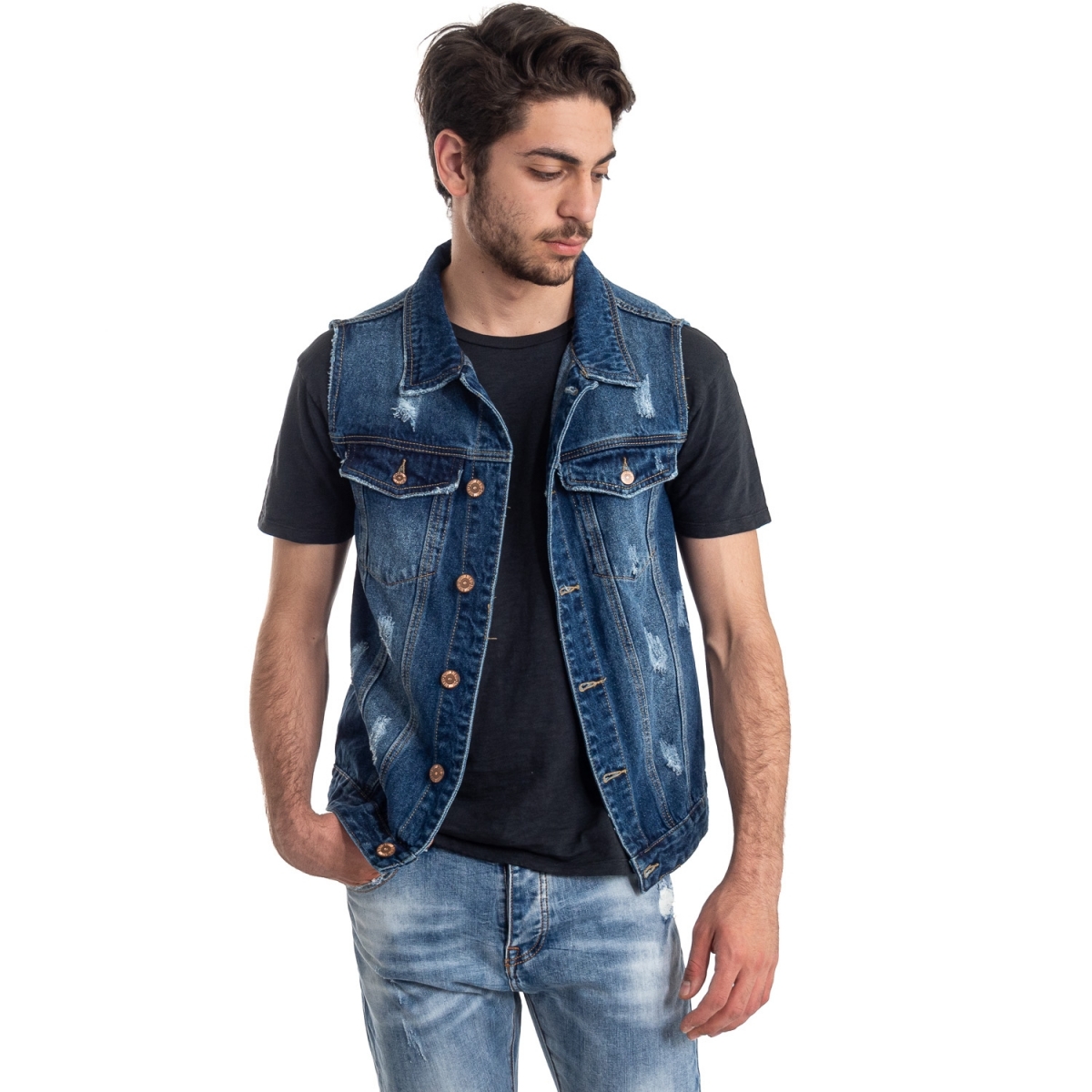 clothing Jackets men Gilet Jeans LPHM1086 LANDEK PARK Cafedelmar Shop